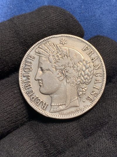 《竞宝斋》第239场-周日，周一 年终拍场 (全场包邮) 法国1850年谷物女神5法郎银币