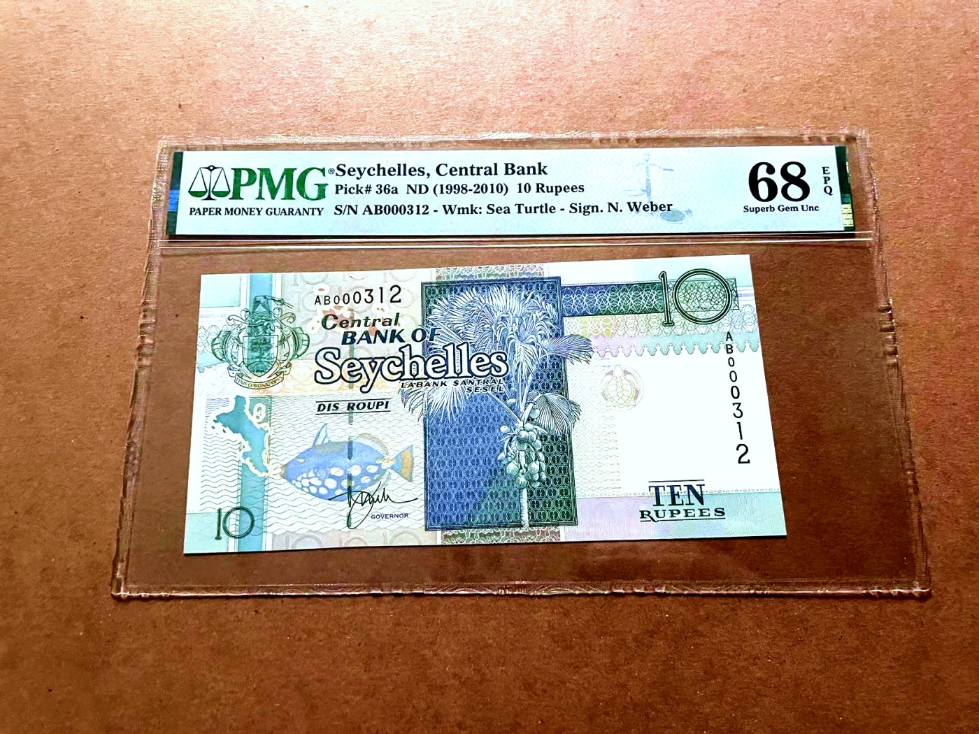 【Blue Auction】✨世界纸币精拍第429期——苍老师专场 PART2 【312小号】塞舌尔 1998-2010年10卢比 PMG68EPQ 超高分