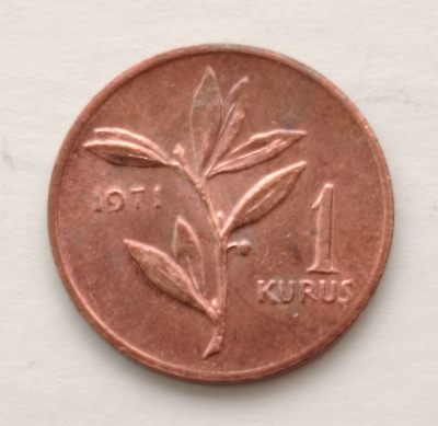 布加迪🐬～世界钱币🌾第 107 期 /  匈牙利🇭🇺俄罗斯🇷🇺泰国🇹🇭等各国散币 - 土耳其🇹🇷 1971 年 1 库鲁斯