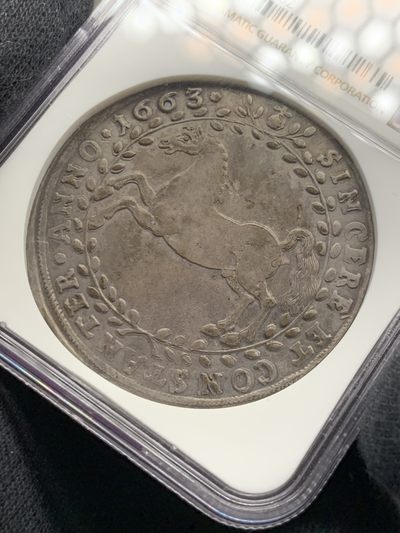 《竞宝斋》第239场-周日，周一 年终拍场 (全场包邮) NGC AU 德国 布伦瑞克 1663年 飞马泰勒 早期大马 胖嘟嘟的 马脸无磨损 全深打 底光也漂亮