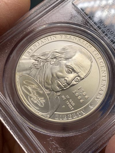 《竞宝斋》第239场-周日，周一 年终拍场 (全场包邮) PCGS MS69美国2006年美国国父本杰明富兰克林诞辰300周年纪念磨砂银币 克劳斯最具历史意义币