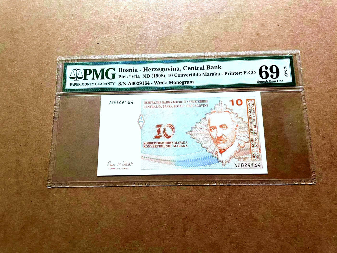 【Blue Auction】✨世界纸币精拍第429期——苍老师专场 PART2 波黑 1998年10马克 PMG69EPQ 近满分