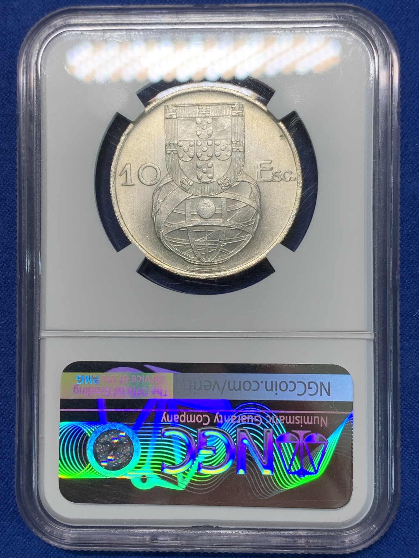 《竞宝斋》第240场-周日，周一 年终尾场 (全场包邮) NGC-MS64 葡萄牙 1955年10埃斯库多银币 大帆船 一帆风顺 性价比高