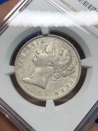 《竞宝斋》第239场-周日，周一 年终拍场 (全场包邮) NGC AUD 英属印度1840年维多利亚女王双辫版1卢比银币
