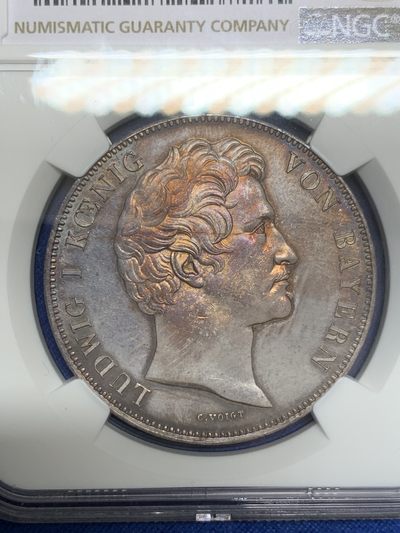 《竞宝斋》第239场-周日，周一 年终拍场 (全场包邮) NGC UNC 德国 1839年 巴伐利亚选帝侯 路德维希一世 2泰勒 大银币 37克的大规格少见品种 包浆底板都很好 性价比来了