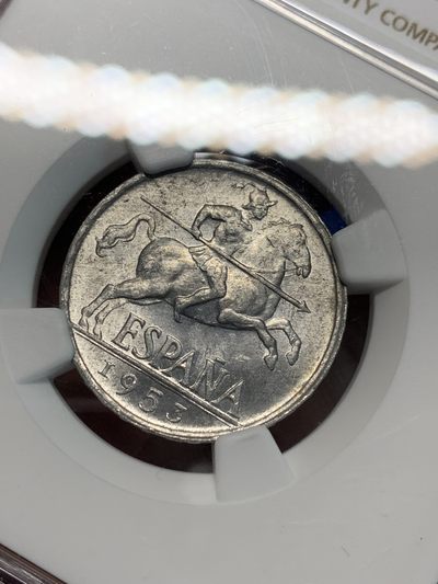 《竞宝斋》第239场-周日，周一 年终拍场 (全场包邮) NGC MS63 西班牙1953年10分唐吉坷德勇士铝币