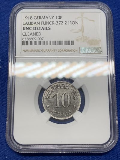 《竞宝斋》第239场-周日，周一 年终拍场 (全场包邮) NGC UNC 德国 德紧 1918 劳班芬克 10芬妮