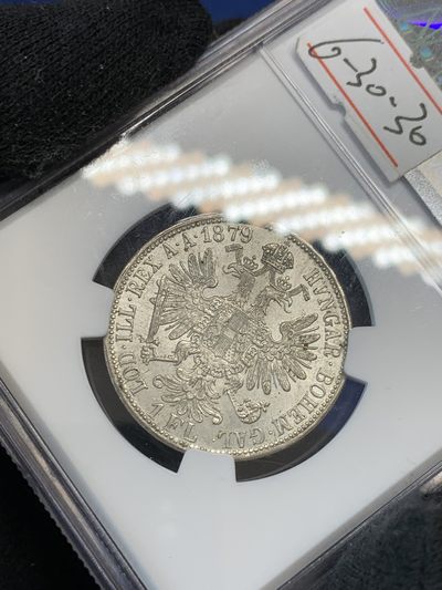 《竞宝斋》第239场-周日，周一 年终拍场 (全场包邮) NGC MS63 奥地利1879年佛洛林银币 转光好品