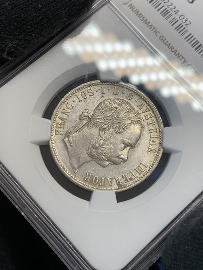 《竞宝斋》第239场-周日，周一 年终拍场 (全场包邮) NGC MS63 奥地利1879年佛洛林银币 转光好品