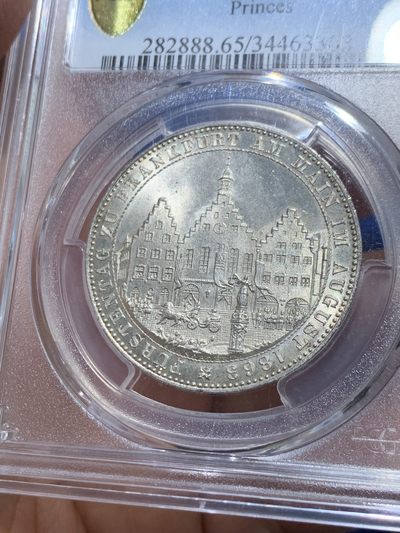 《竞宝斋》第239场-周日，周一 年终拍场 (全场包邮) PCGS-MS65 法兰克福王子议会1863年1泰勒，银光充沛，高分好品。