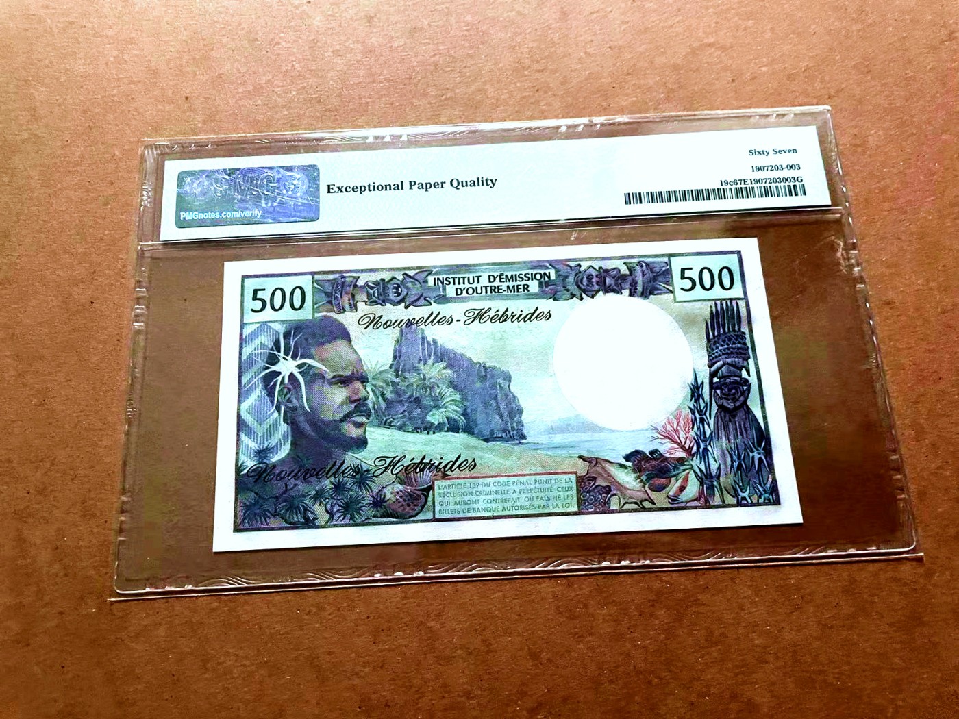 【Blue Auction】✨世界纸币精拍第429期——苍老师专场 PART2 新赫布里底 1979年500法郎 PMG67EPQ 