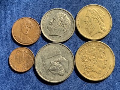 《竞宝斋》第239场-周日，周一 年终拍场 (全场包邮) 6枚一组 80年代希腊流通币一套