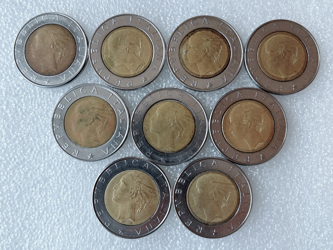 第一海外回流一元起拍收藏 散币专场 第62期 意大利500里拉双色币 9枚