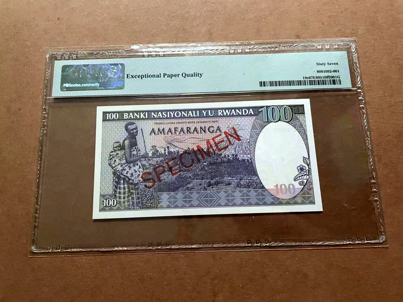 【Blue Auction】✨世界纸币精拍第429期——苍老师专场 PART2 卢旺达 1989年100法郎 PMG67EPQ 样钞