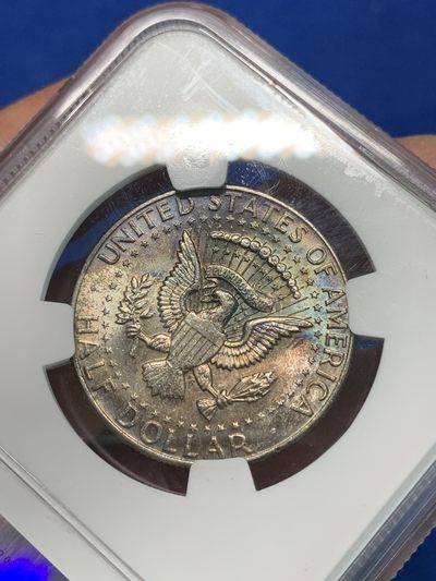 《竞宝斋》第239场-周日，周一 年终拍场 (全场包邮) NGC-MS64 美国1964年肯尼迪50分首年份高银币，双面酱彩