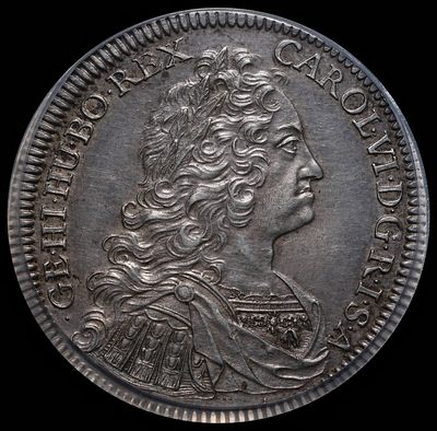 修遠堂世界钱币第十三期 - 欧洲灰彩 PCGS AUD 1733年神罗泰勒大银币 打制非常好 可惜人像面轻微丝痕没给分