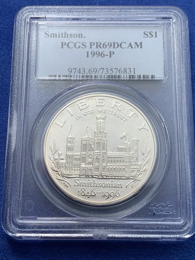 《竞宝斋》第239场-周日，周一 年终拍场 (全场包邮) PCGS PR69DCAM 美国史密斯研究会成立150周年纪念精制银币 很漂亮的美国现代银币之一