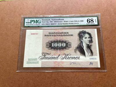 【Blue Auction】✨世界纸币精拍第428期——苍老师专场 PART1 - 丹麦 1992年1000克朗 大松鼠 PMG68EPQ 超高分