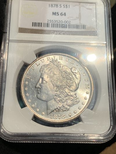 《竞宝斋》第239场-周日，周一 年终拍场 (全场包邮) NGC-MS64 美国 1878年 摩根银币 1美元 摩根首年