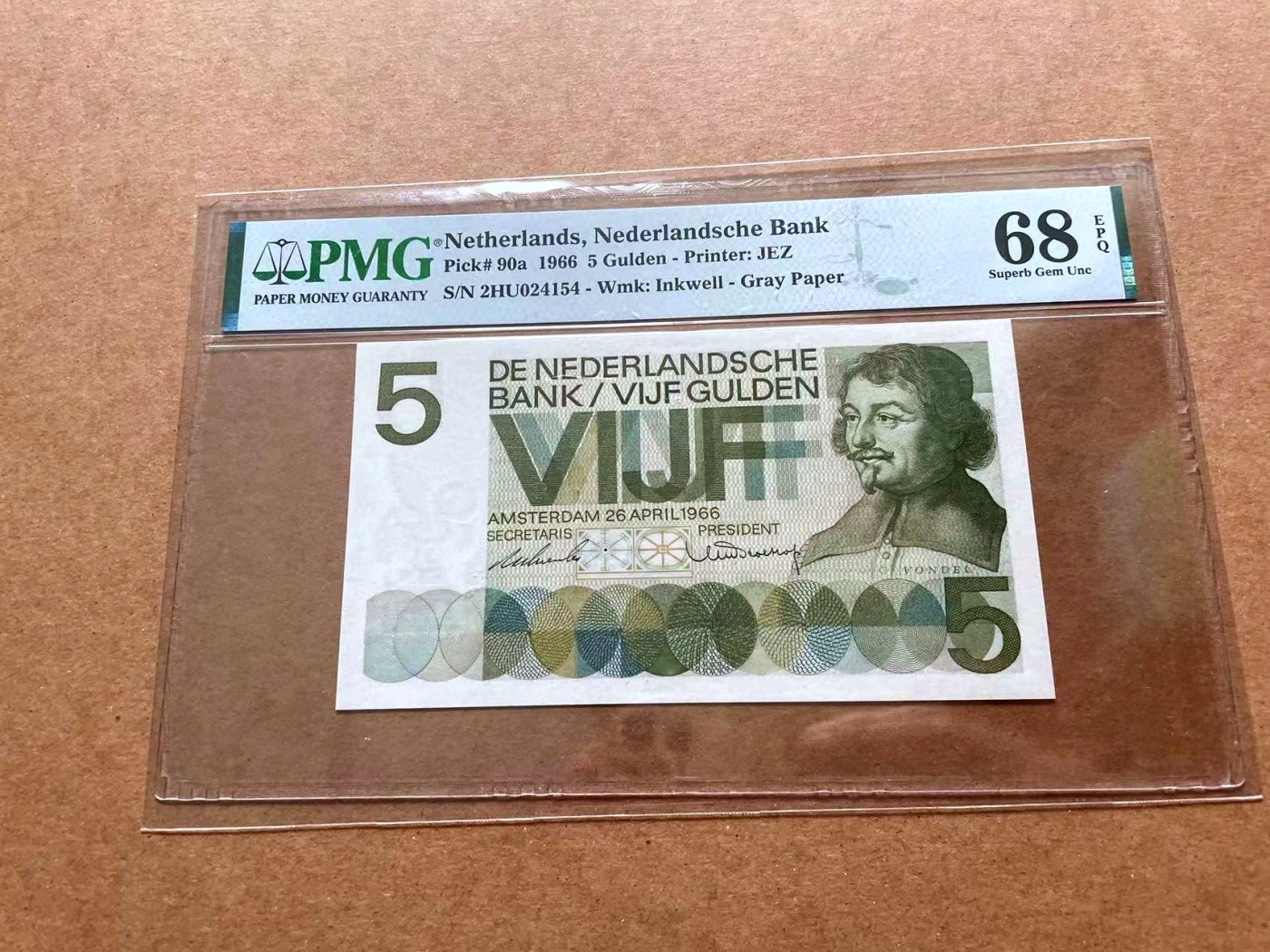 【Blue Auction】✨世界纸币精拍第428期——苍老师专场 PART1 荷兰 1966年5盾 PMG68EPQ 超高分