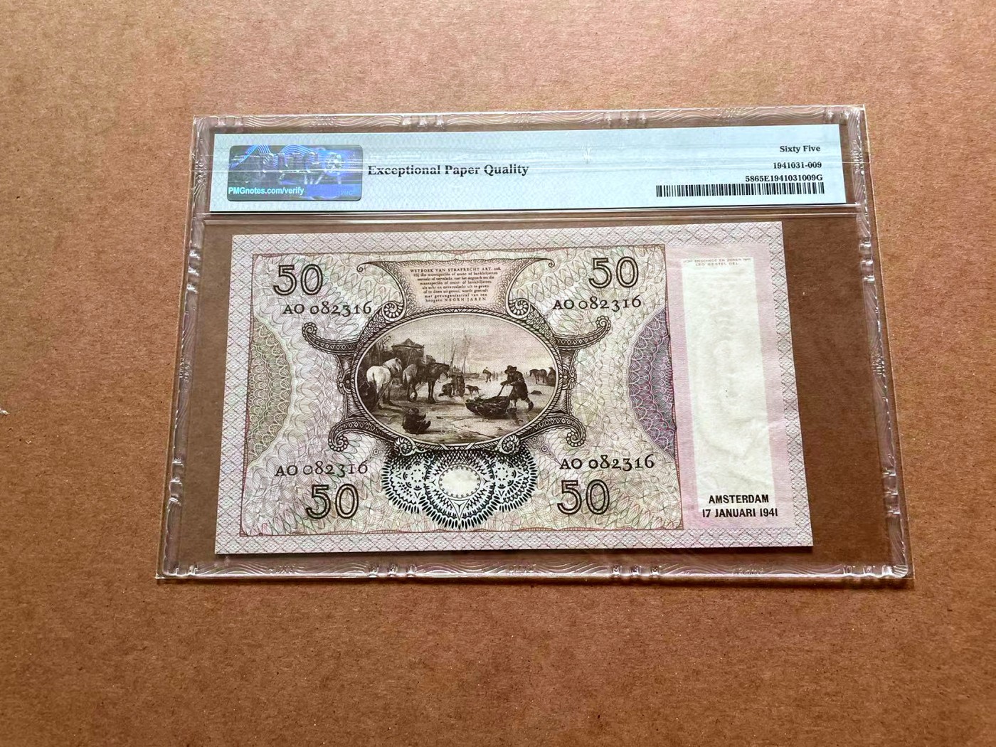 【Blue Auction】✨世界纸币精拍第428期——苍老师专场 PART1 荷兰 1941-43年50盾 AO冠 经典吃牡蛎的小女孩 PMG65EPQ 绝品