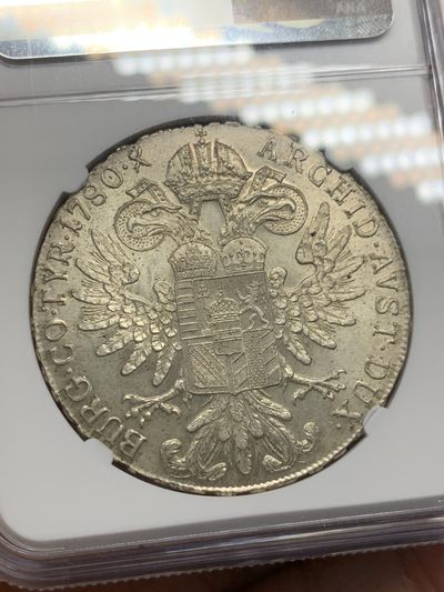 《竞宝斋》第239场-周日，周一 年终拍场 (全场包邮) NGC-MS64 1780年奥地利大奶妈1泰勒银币（后铸）