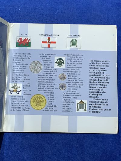 《竞宝斋》第239场-周日，周一 年终拍场 (全场包邮) 英国1991年硬币套装，共7枚