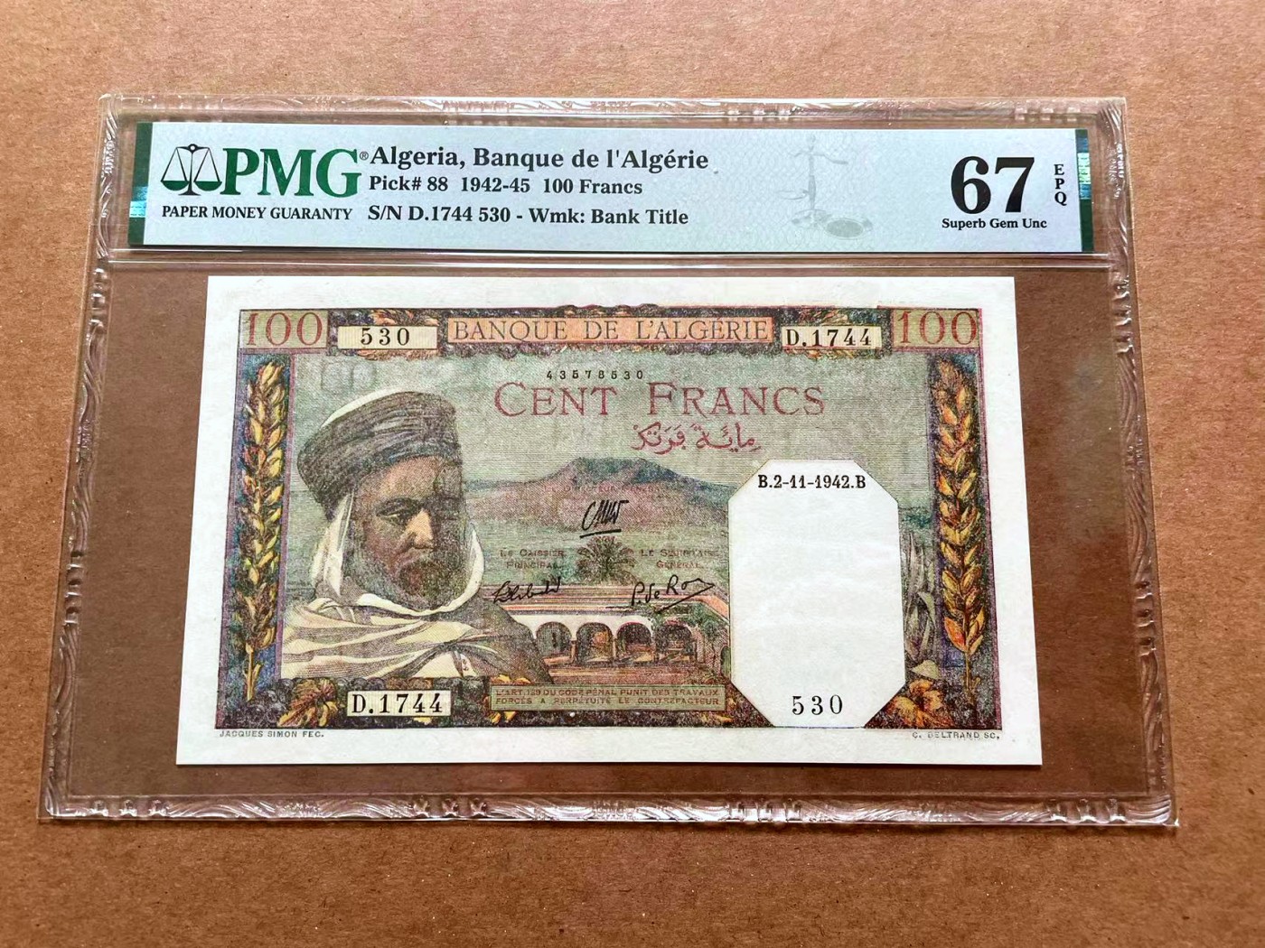 【Blue Auction】✨世界纸币精拍第428期——苍老师专场 PART1 【p88 无47】阿尔及利亚 1942-45年100法郎 PMG67EPQ 高分
