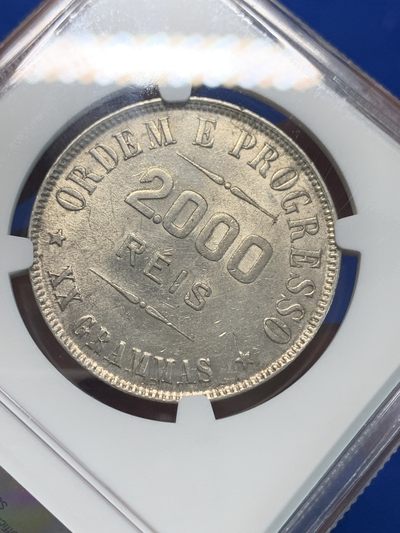 《竞宝斋》第239场-周日，周一 年终拍场 (全场包邮) NGC AU58 巴西女神1907年2000瑞斯银币