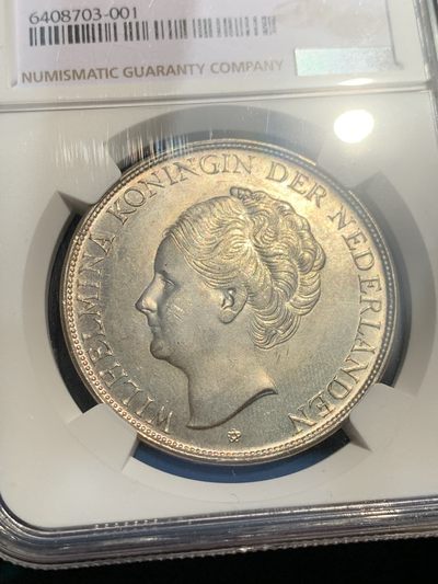 《竞宝斋》第239场-周日，周一 年终拍场 (全场包邮) NGC-MS63 1944-D荷属库拉索2.5盾大银币 原光好品 潜力品种