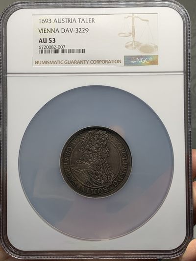 《竞宝斋》第239场-周日，周一 年终拍场 (全场包邮) NGC-AU53 奥地利1693神罗利奥波德维也纳厂泰勒 原味低评