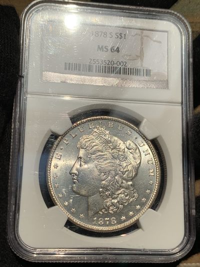 《竞宝斋》第239场-周日，周一 年终拍场 (全场包邮) NGC-MS64 美国 1878年 摩根银币 1美元 摩根首年