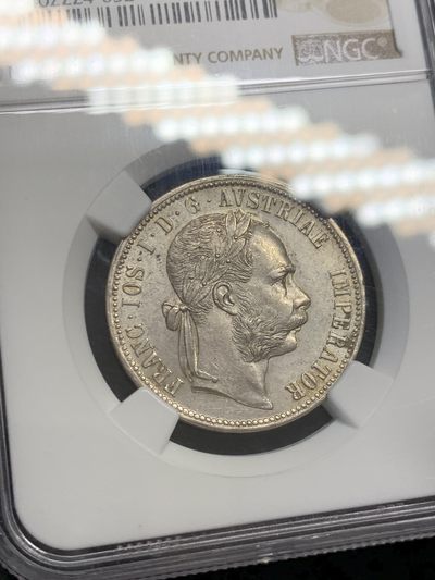 《竞宝斋》第239场-周日，周一 年终拍场 (全场包邮) NGC MS63 奥地利1879年佛洛林银币 转光好品