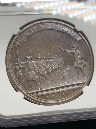 《竞宝斋》第239场-周日，周一 年终拍场 (全场包邮) 唯一冠军分 NGC MS65BN 法国1665年路易十四统领军事期刊纪念大铜章