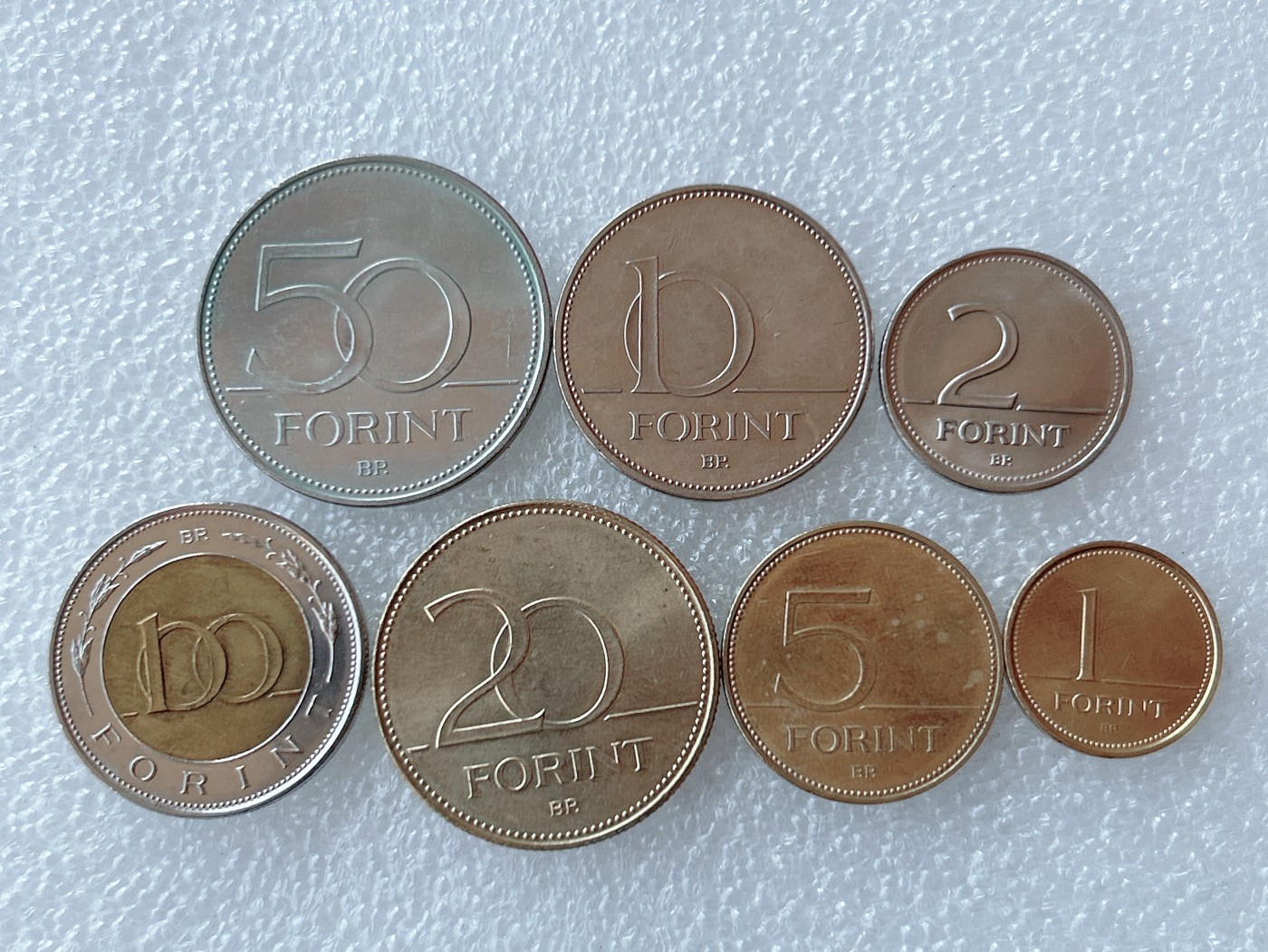 第一海外回流一元起拍收藏 散币专场 第62期 匈牙利1-50福林硬币7枚一套 包含1枚双色币