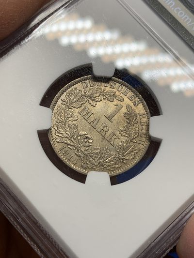 《竞宝斋》第239场-周日，周一 年终拍场 (全场包邮) NGC MS63 德国1914年1马克银币 状态不错 小而精的品种 喜欢的不要错过