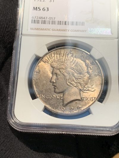 《竞宝斋》第239场-周日，周一 年终拍场 (全场包邮) NGC-MS63 美国1922和平鸽1美元银币