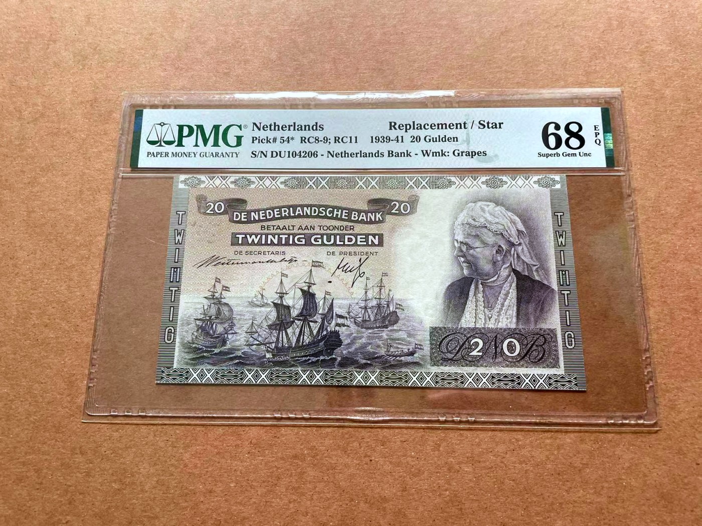 【Blue Auction】✨世界纸币精拍第428期——苍老师专场 PART1 【冠军分补号】荷兰 1939-41年20盾 PMG68EPQ 艾玛女王 高分难得