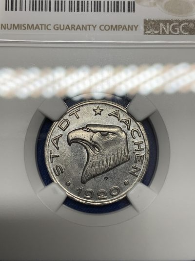 《竞宝斋》第239场-周日，周一 年终拍场 (全场包邮) NGC MS63 德国1920年亚琛鹰头50芬尼，紧急通胀币，名誉品种