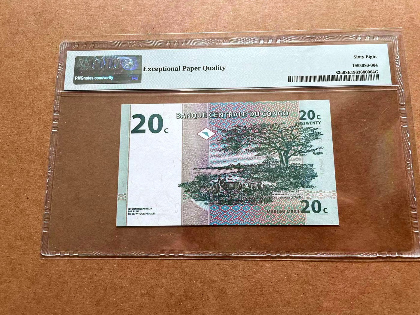 【Blue Auction】✨世界纸币精拍第428期——苍老师专场 PART1 【唯一冠军分】刚果1997年20分 PMG68EPQ 超高分 动物套