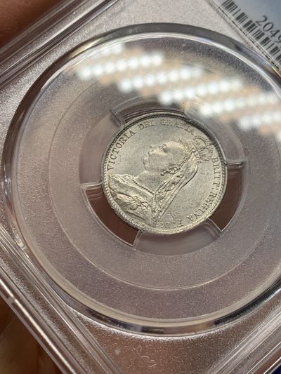 《竞宝斋》第239场-周日，周一 年终拍场 (全场包邮) PCGS-MS61 英国1887年维多利亚女王6便士银币 盾徽版