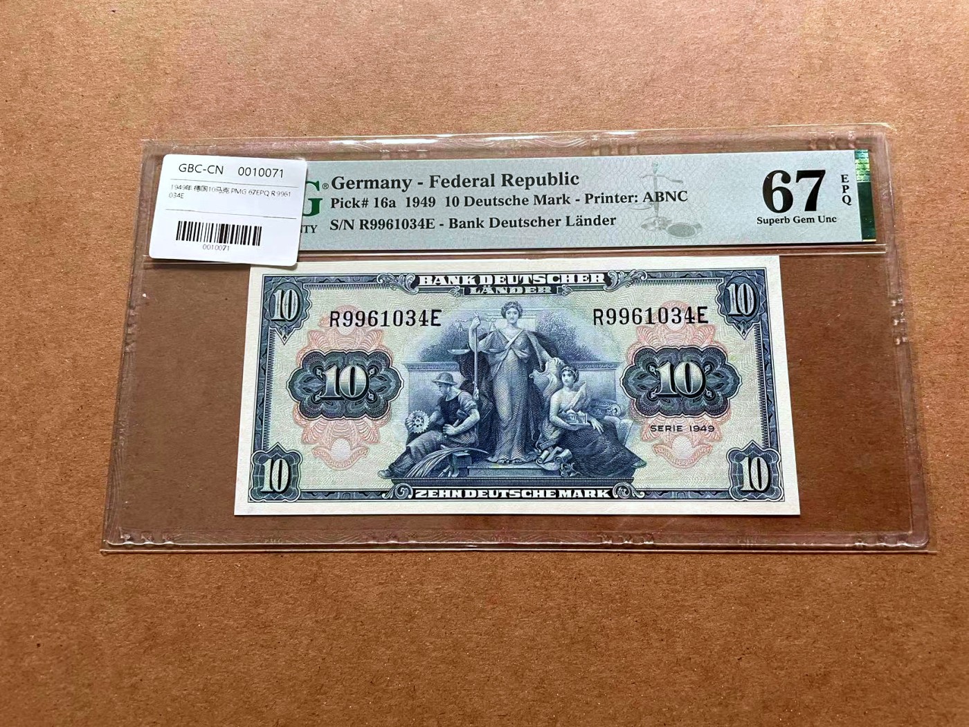 【Blue Auction】✨世界纸币精拍第428期——苍老师专场 PART1 德国 1949年10马克 PMG67EPQ 高分 雕刻精美