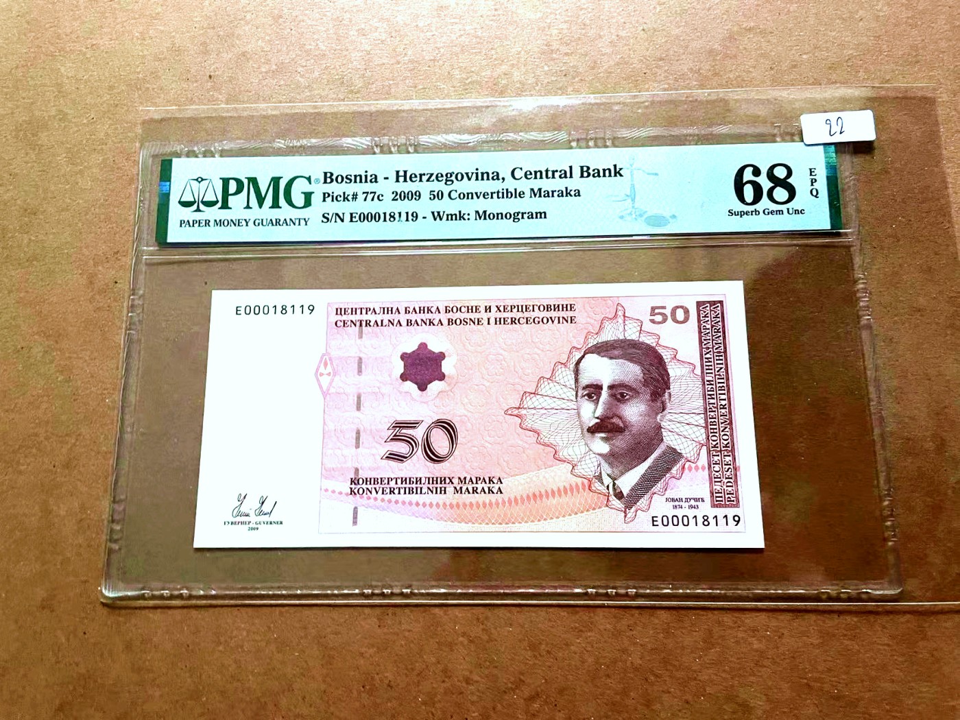 【Blue Auction】✨世界纸币精拍第429期——苍老师专场 PART2 【倒置号】波黑 2009年50马克 PMG68EPQ  超高分