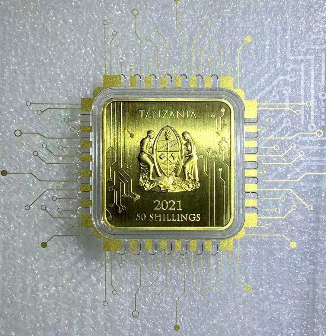 S&S Numismatic世界钱币-拍卖 第113期  坦桑尼亚2021年 “5G” 50先令-正方形芯片异形全息幻彩纪念币