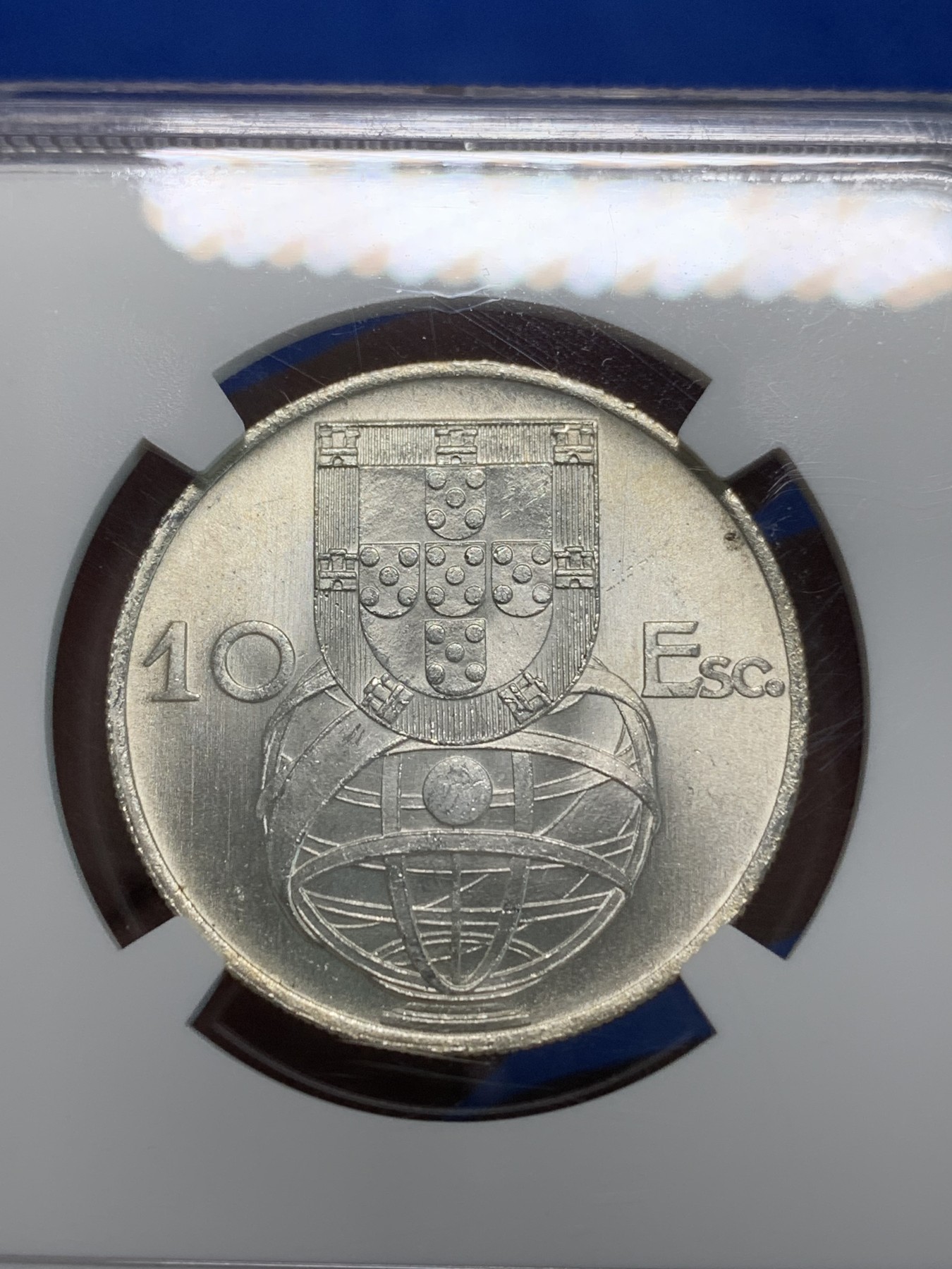 《竞宝斋》第240场-周日，周一 年终尾场 (全场包邮) NGC-MS64 葡萄牙 1955年10埃斯库多银币 大帆船 一帆风顺 性价比高