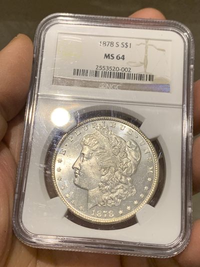 《竞宝斋》第239场-周日，周一 年终拍场 (全场包邮) NGC-MS64 美国 1878年 摩根银币 1美元 摩根首年