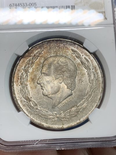 《竞宝斋》第239场-周日，周一 年终拍场 (全场包邮) NGC-MS65 墨西哥1953年5比索银币，双面淡彩