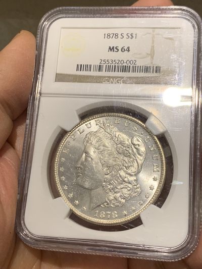 《竞宝斋》第239场-周日，周一 年终拍场 (全场包邮) NGC-MS64 美国 1878年 摩根银币 1美元 摩根首年