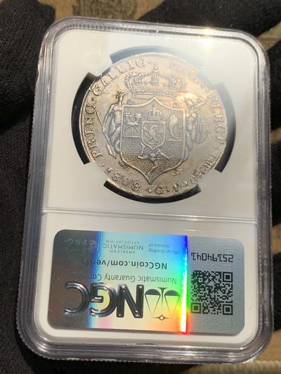 《竞宝斋》第239场-周日，周一 年终拍场 (全场包邮) NGC AU53 意大利 那不勒斯王国 1808 约瑟夫·拿破仑 120G 大银币 稀缺品种 包浆底板细节都非常好 发丝无磨损 性价比好 低评了