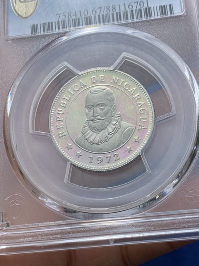 《竞宝斋》第239场-周日，周一 年终拍场 (全场包邮) PCGS金盾 PR67DCAM 尼加拉瓜1972年南美太阳神50分精制镍币